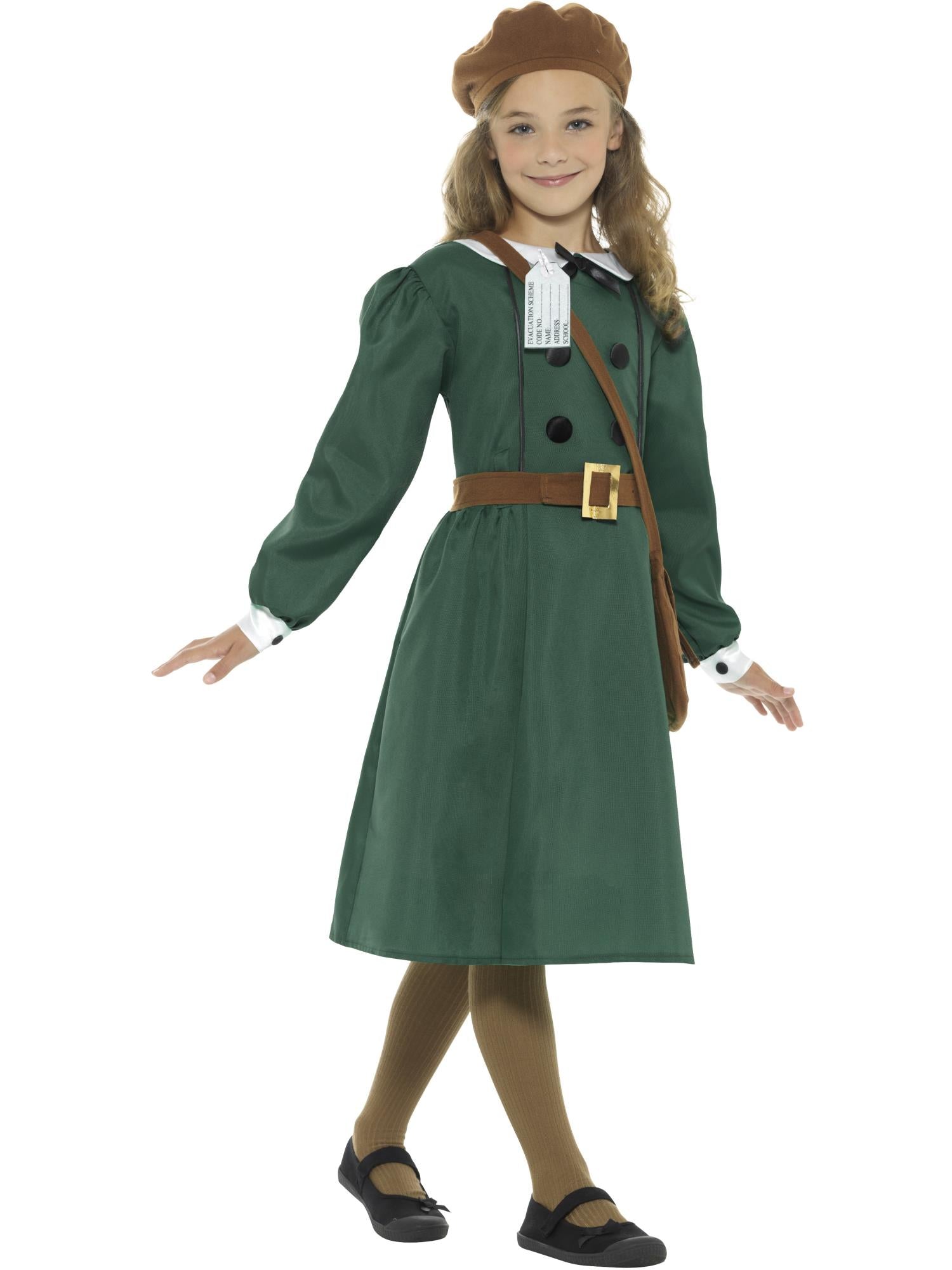 WW2 Evacuee Girl Costume, Green 3