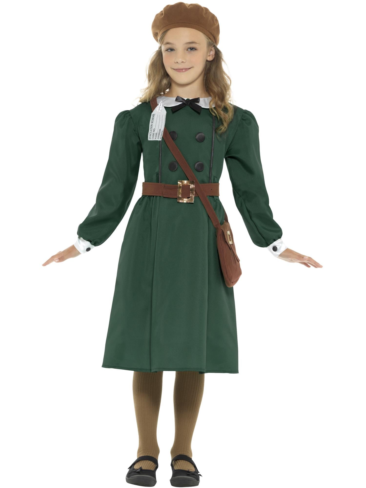 WW2 Evacuee Girl Costume, Green 1