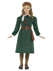WW2 Evacuee Girl Costume, Green - 1
