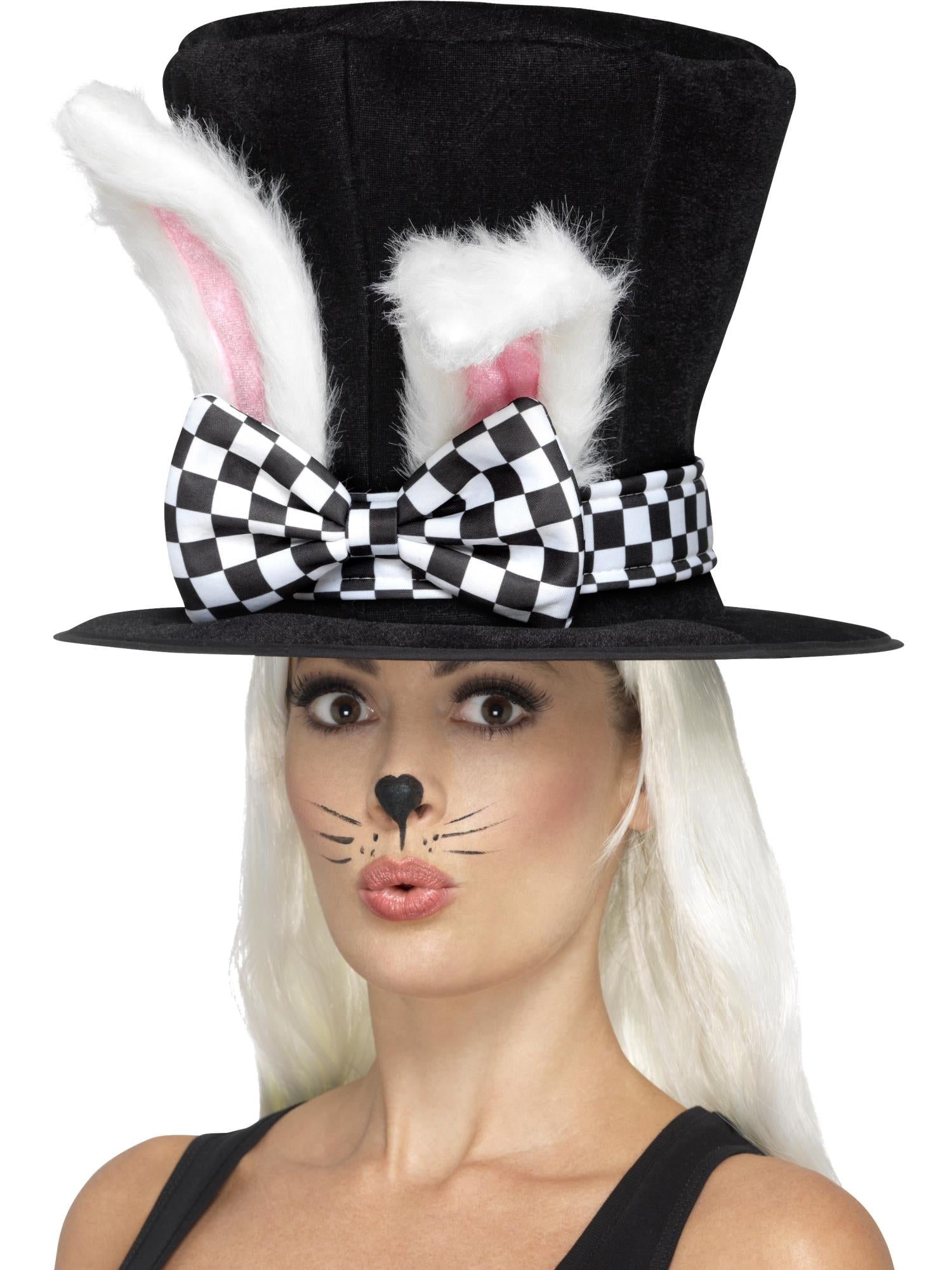 Tea Party March Hare Top Hat, Black & White 1