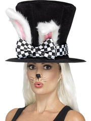 Tea Party March Hare Top Hat, Black & White 1