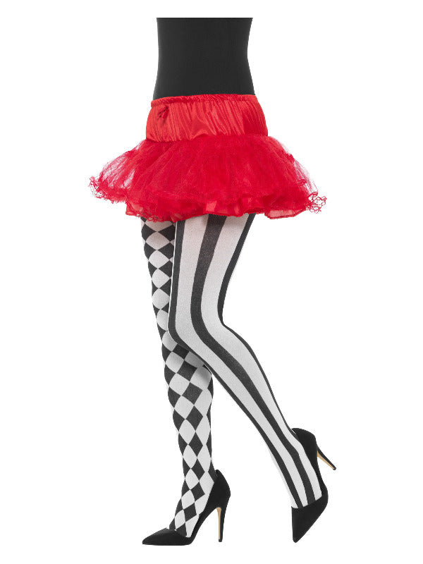Harlequin Tights, White & Black - 2