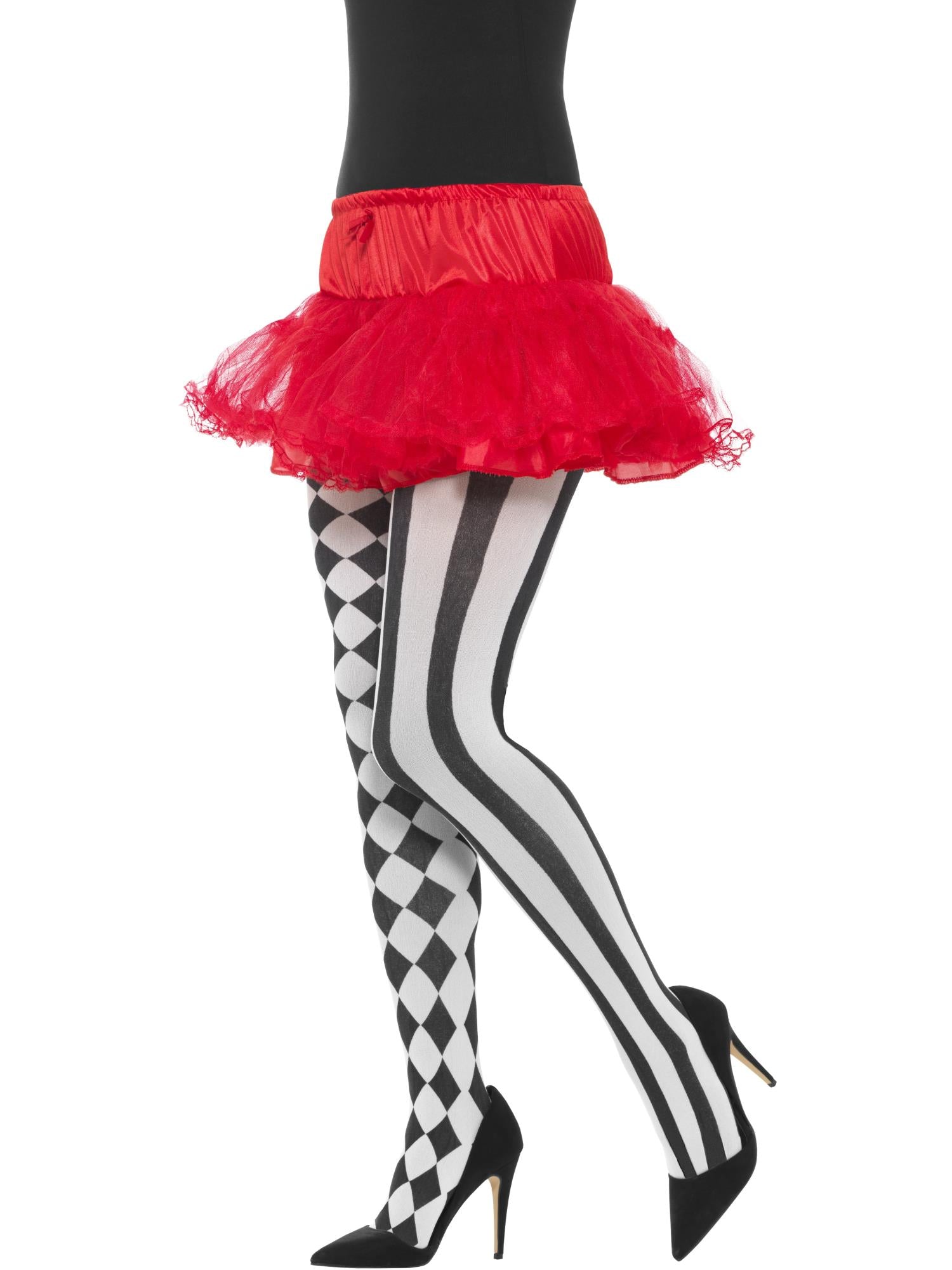 Harlequin Tights, White & Black 1