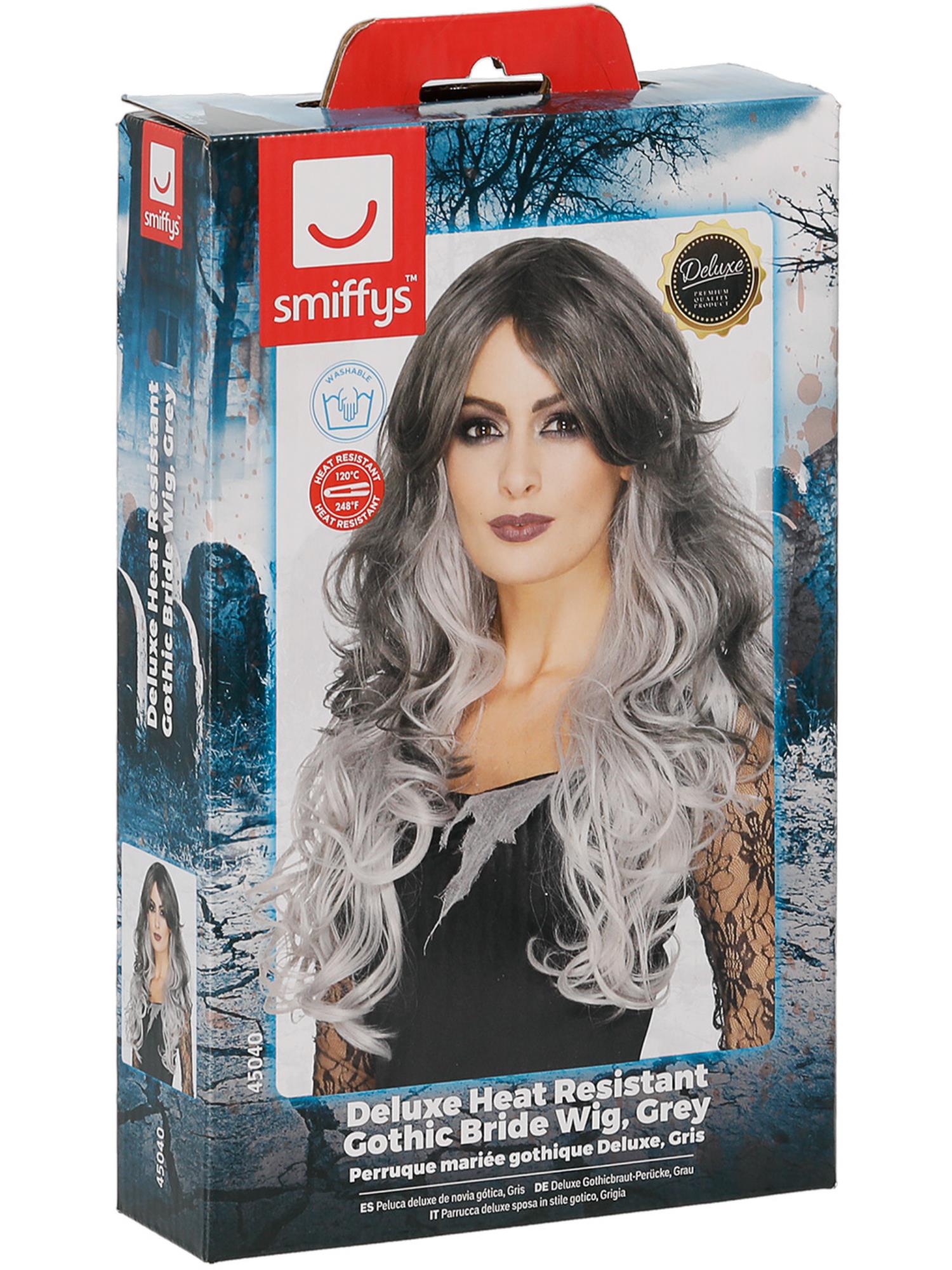 Deluxe Gothic Bride Wig, Grey 2
