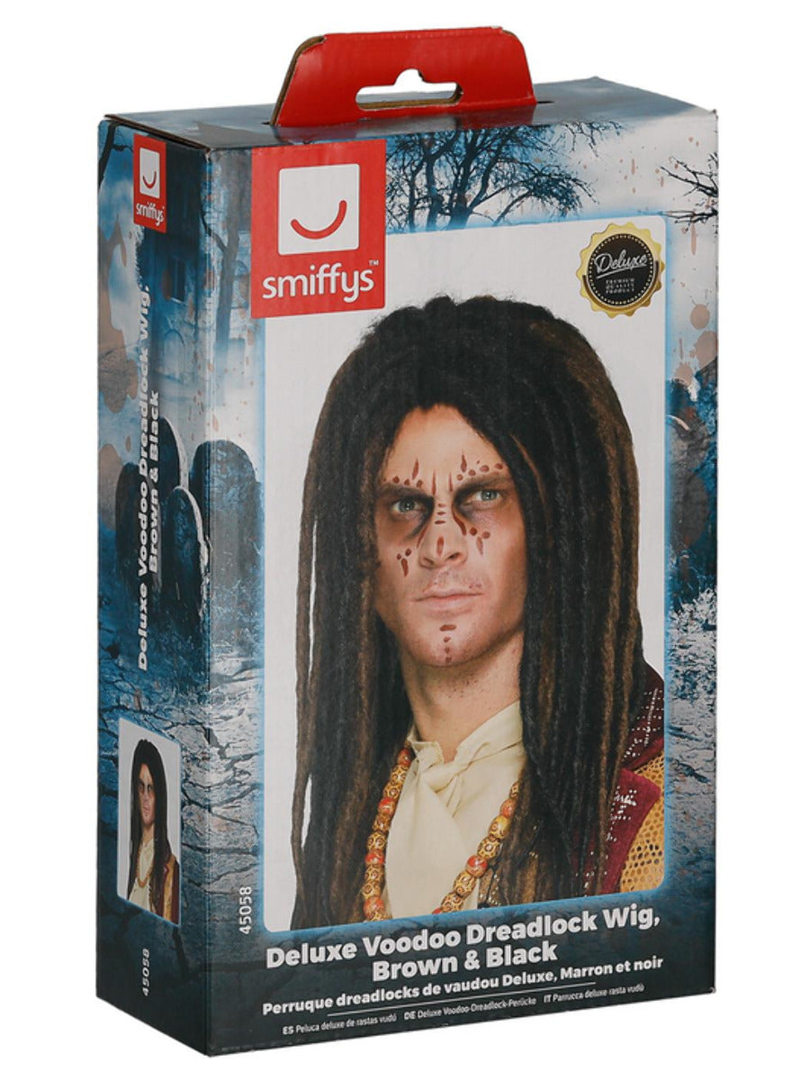 Deluxe Voodoo Dreadlock Wig, Brown & Black - 3