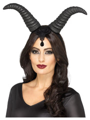 Demonic Queen Horns, on Headband, Black - 1