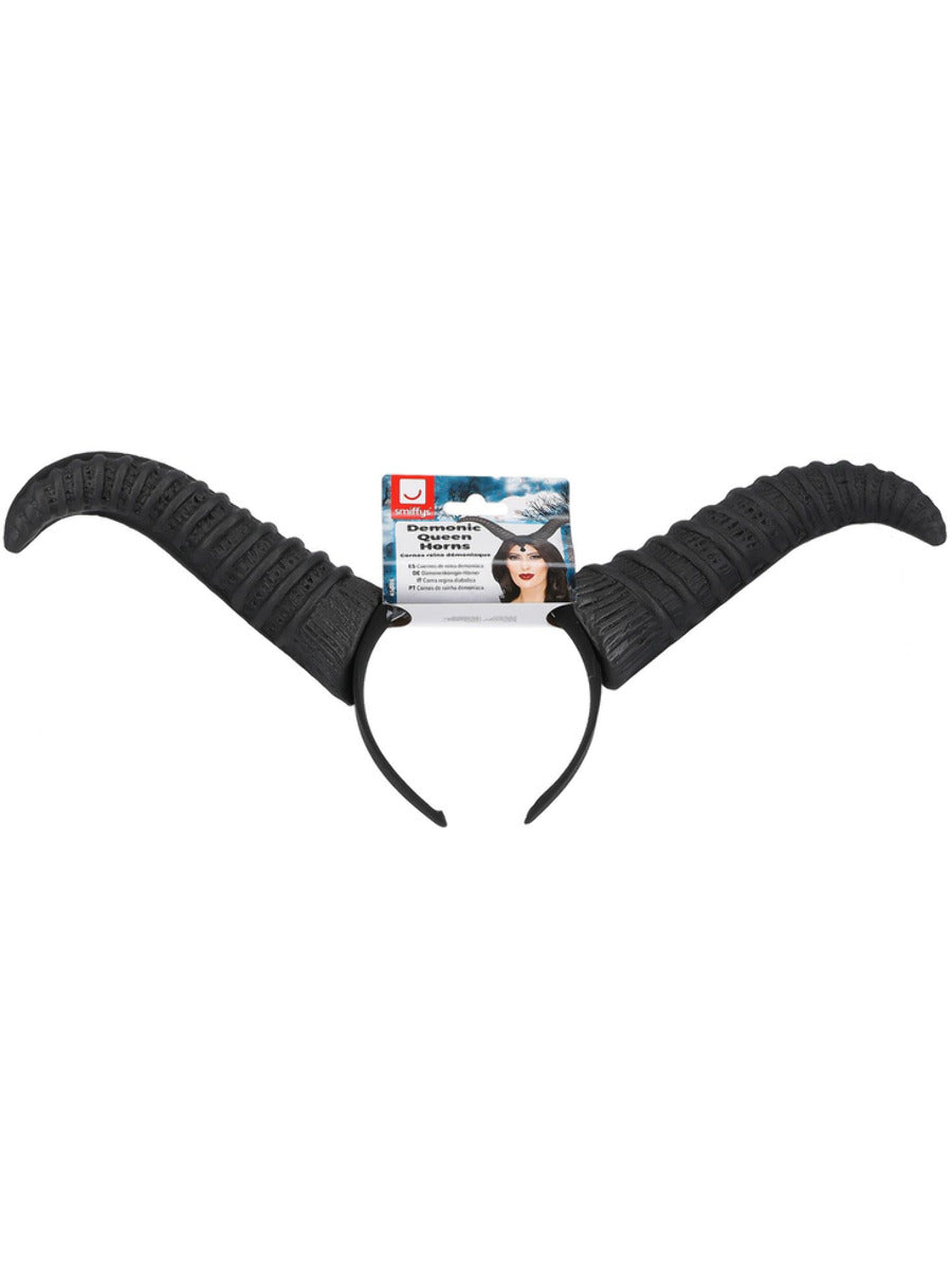 Demonic Queen Horns, on Headband, Black - 3