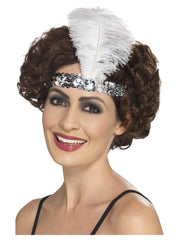 Flapper Headband, Silver - 1