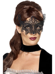 Embroidered Lace Filigree Swirl Eyemask, Black 1