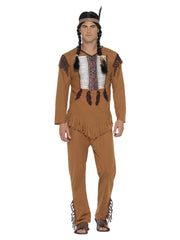 Native American Inspired Warrior Costume, Brown - 1