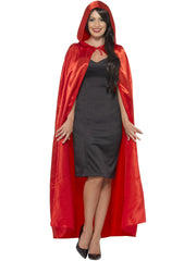 Satin Hooded Cape, Red 1