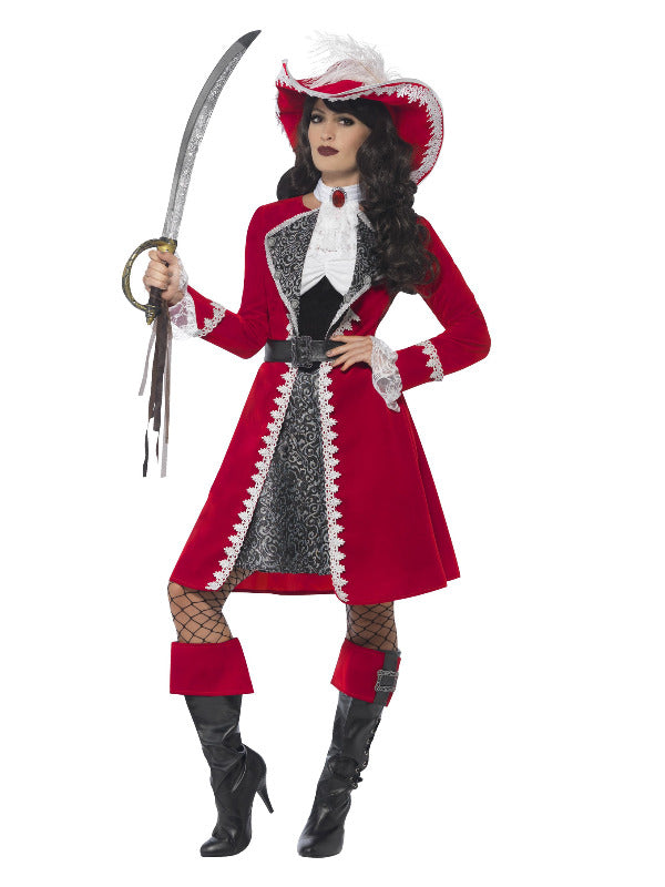 Deluxe Authentic Lady Captain Costume, Red - 2
