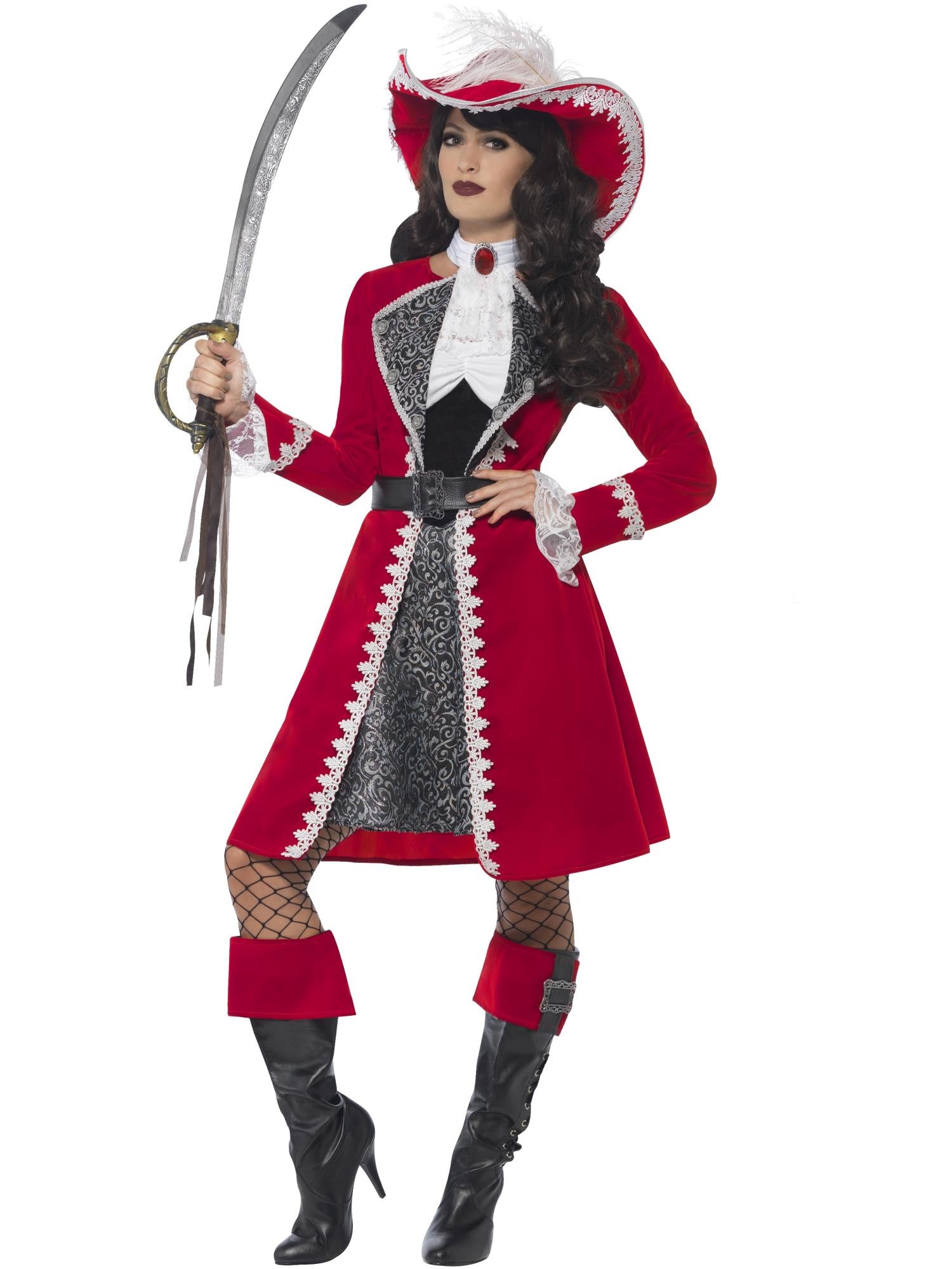 Deluxe Authentic Lady Captain Costume, Red 1