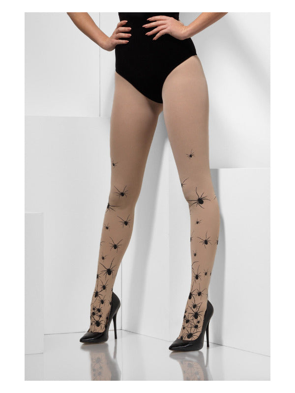 Opaque Tights with Spiders, Nude & Black - 2