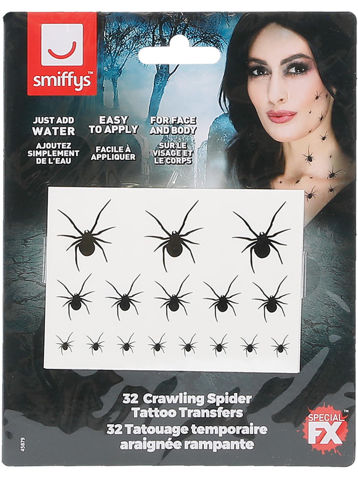 Smiffys Make-Up FX, Crawling Spider Transfers, 2