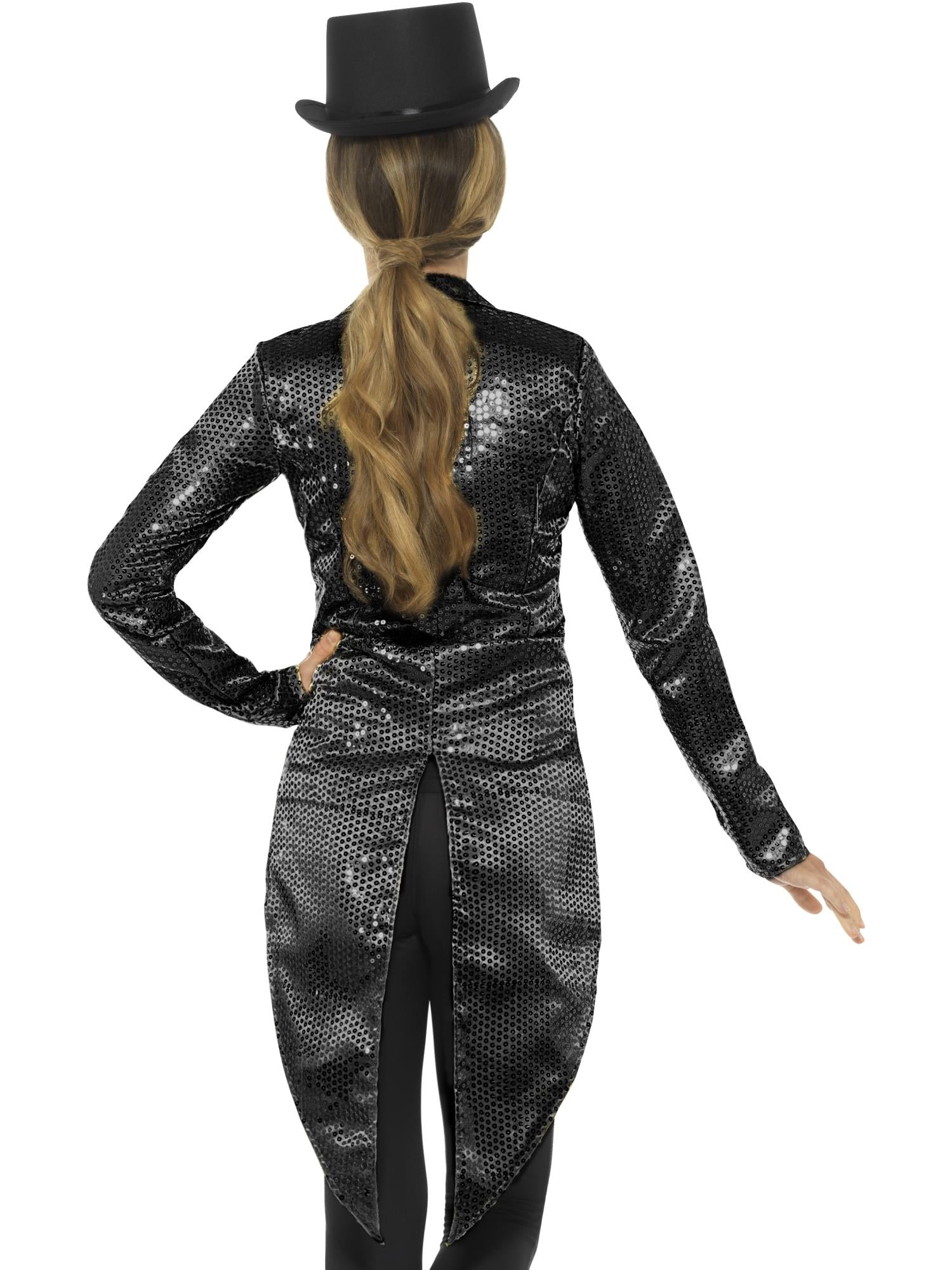 Sequin Tailcoat Jacket, Ladies, Black 2
