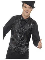 Sequin Waistcoat, Black - 1