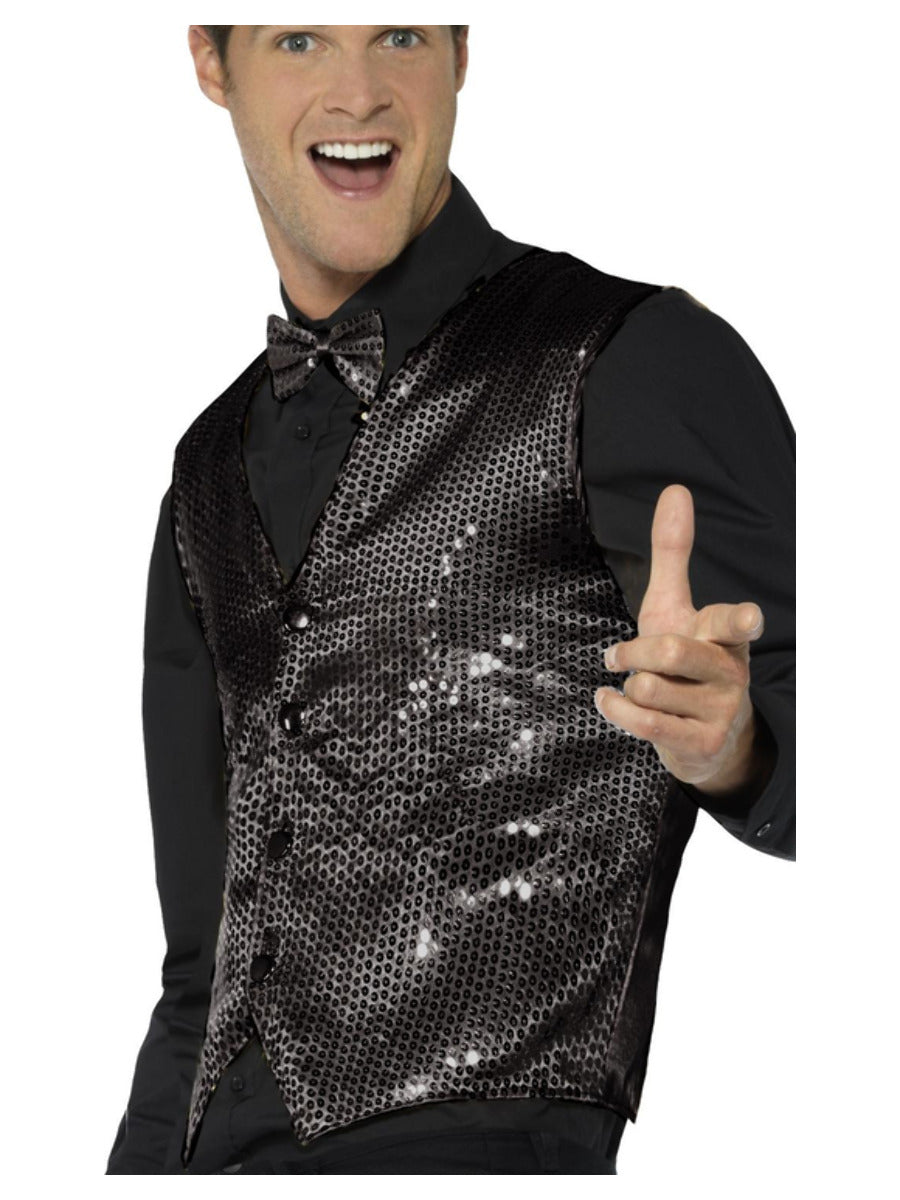 Sequin Waistcoat, Black - 4