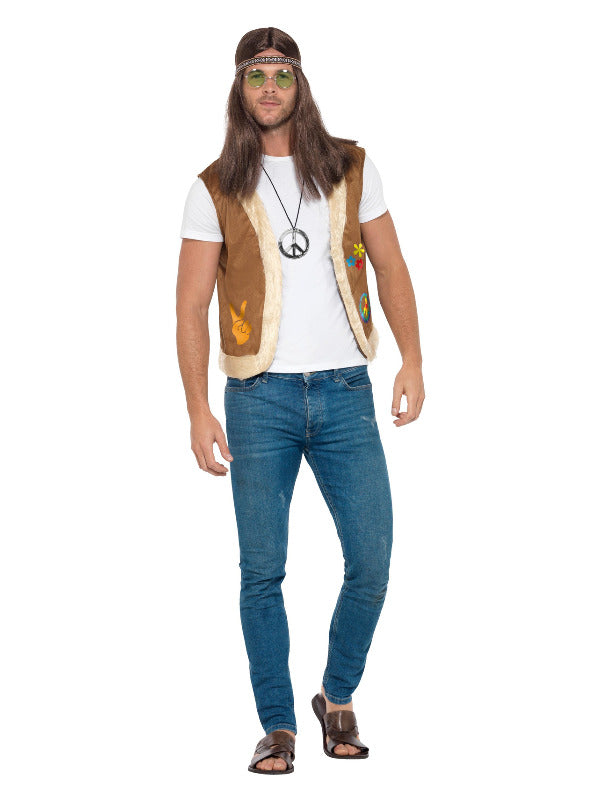 Hippie Waistcoat, Unisex, Brown - 2