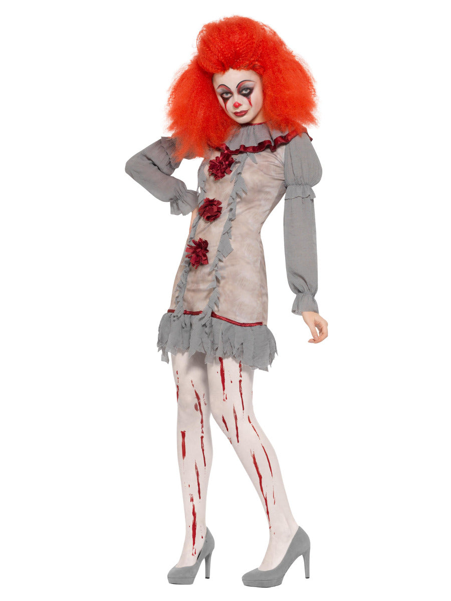 Vintage Clown Lady Costume, Grey & Red - 4