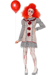 Vintage Clown Lady Costume, Grey & Red 1