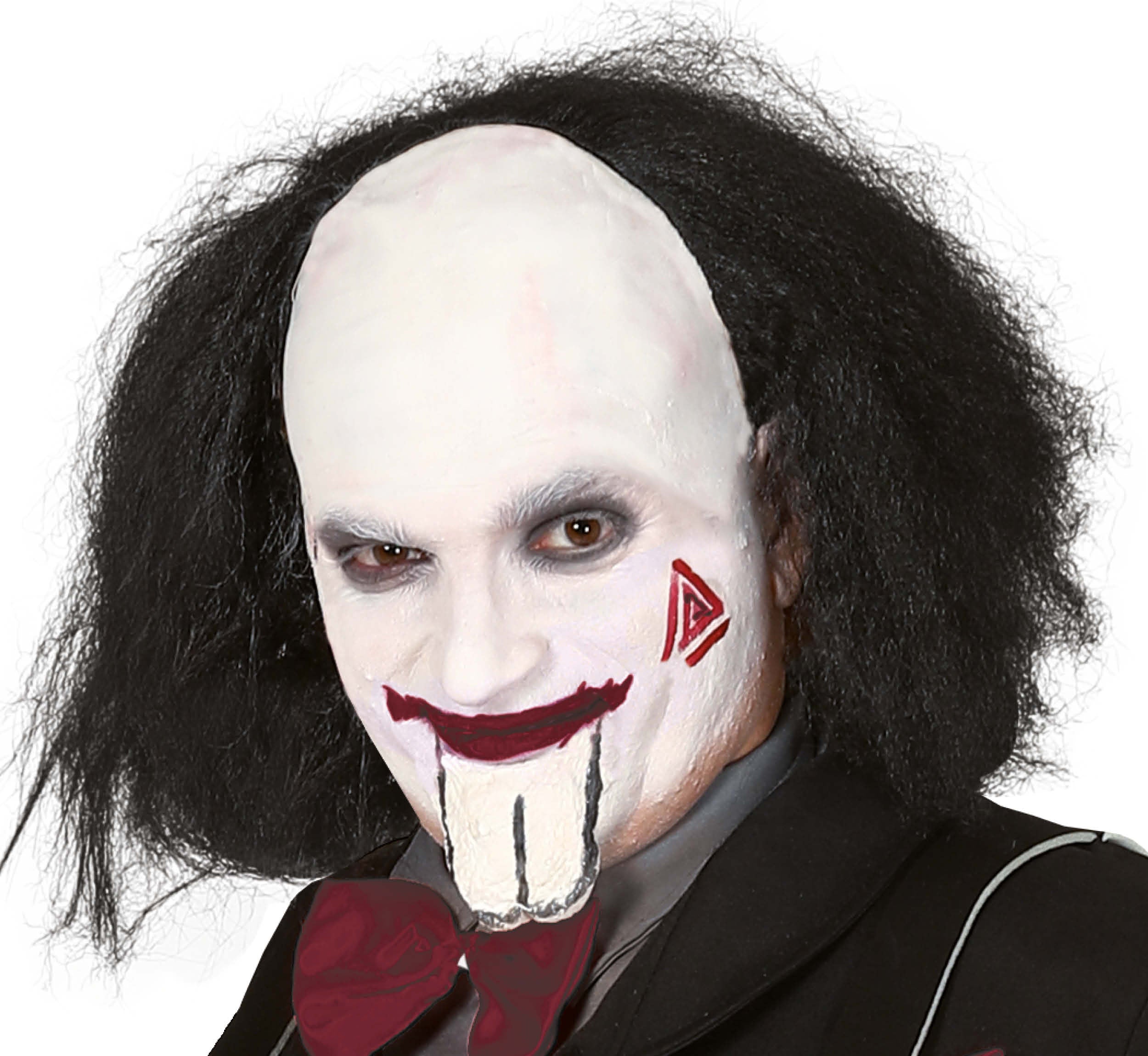 BALD WIG WITH BLACK HAIR IN BOX