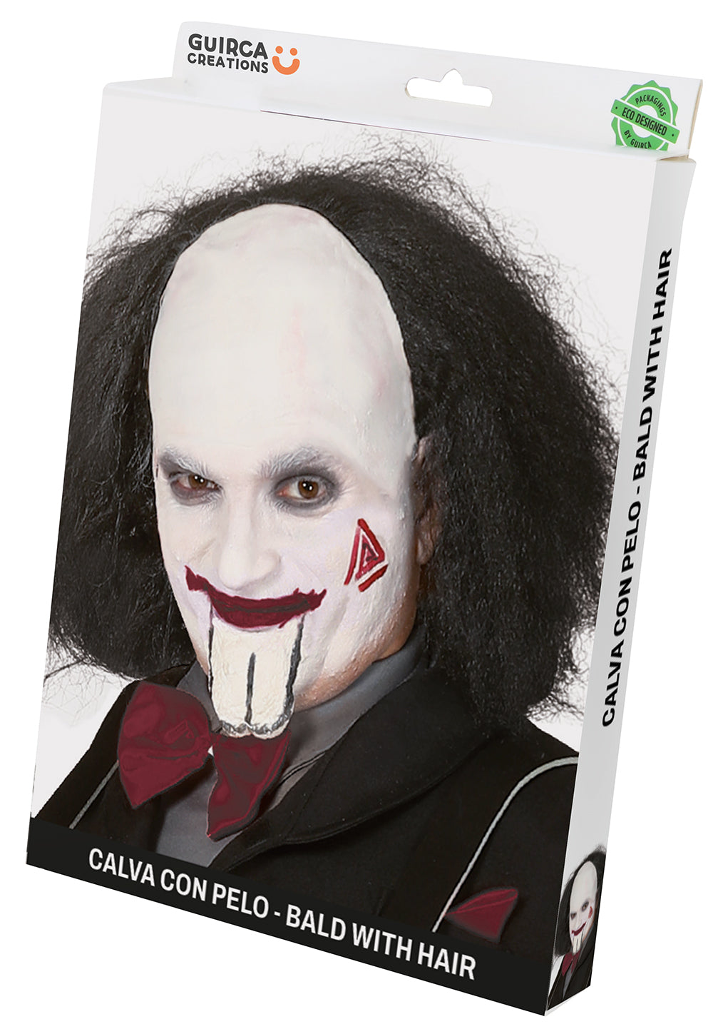 BALD WIG WITH BLACK HAIR IN BOX