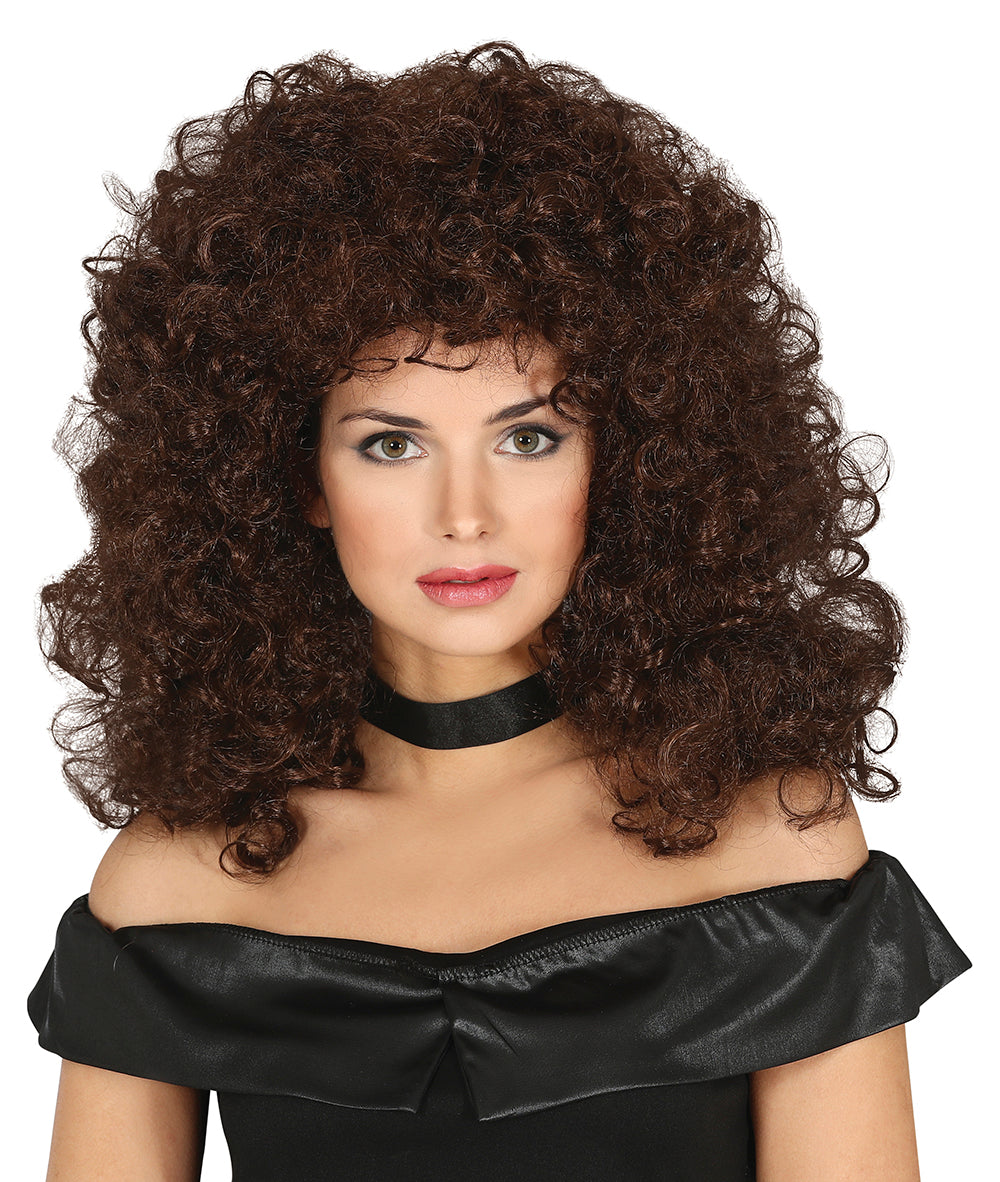 BROWN CURLY WIG IN BOX