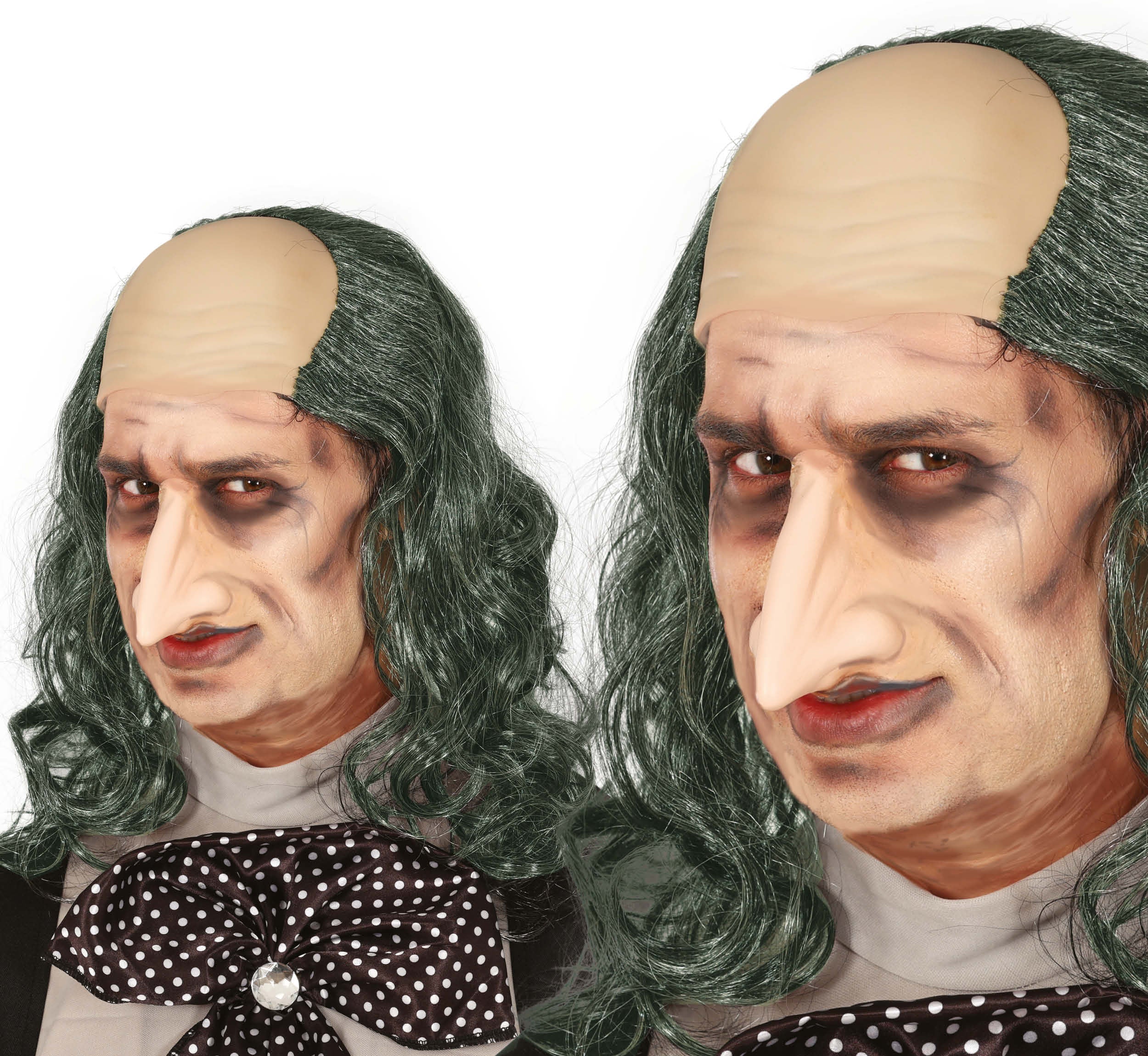 BALD WIG WITH LONG GRAY HAIR, IN BOX