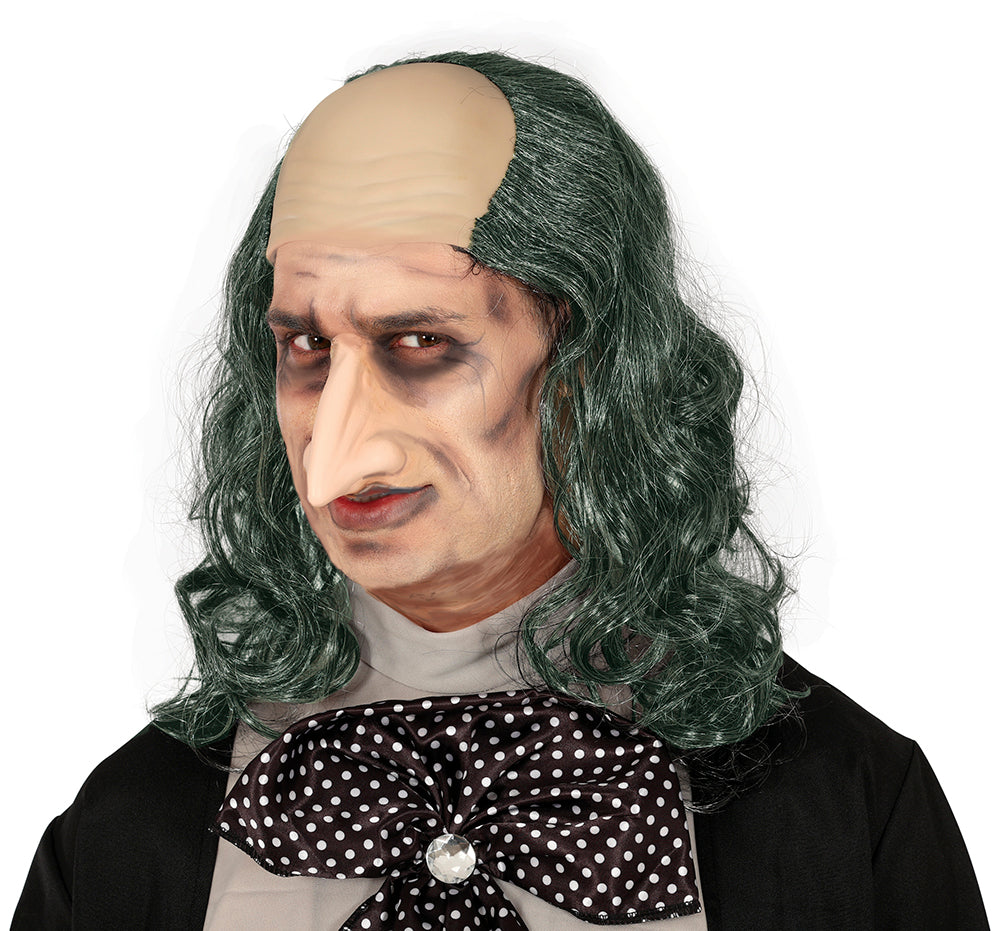 BALD WIG WITH LONG GRAY HAIR, IN BOX