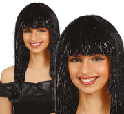 TINSEL LONG WIG, BLACK, ADULT
