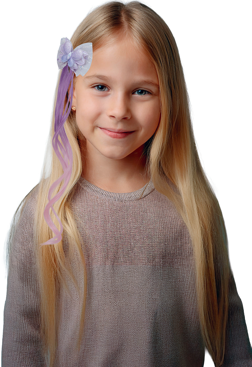 LILAC HAIR EXTENSION WITH BUTTERFLY 35 CM