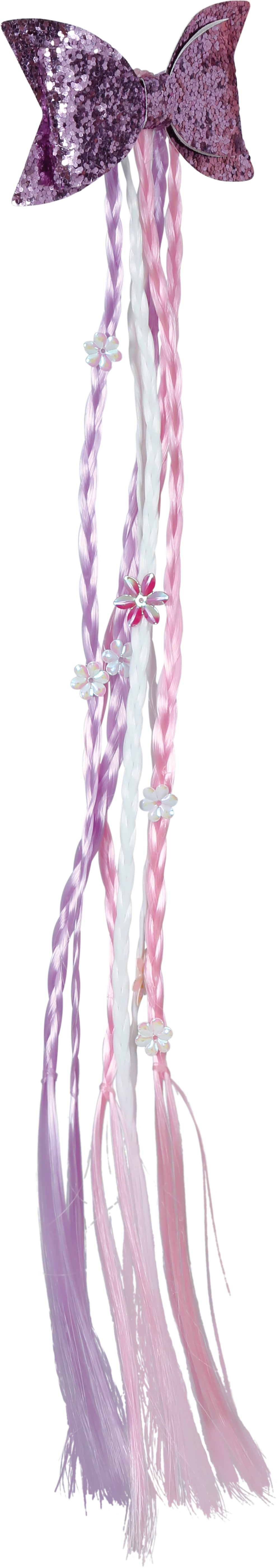 LILAC/PINK BRAIDED HAIR EXTENSION WITH BOW 30 CM