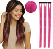 3 TINSEL HAIR EXTENSIONS 50 CM PINK