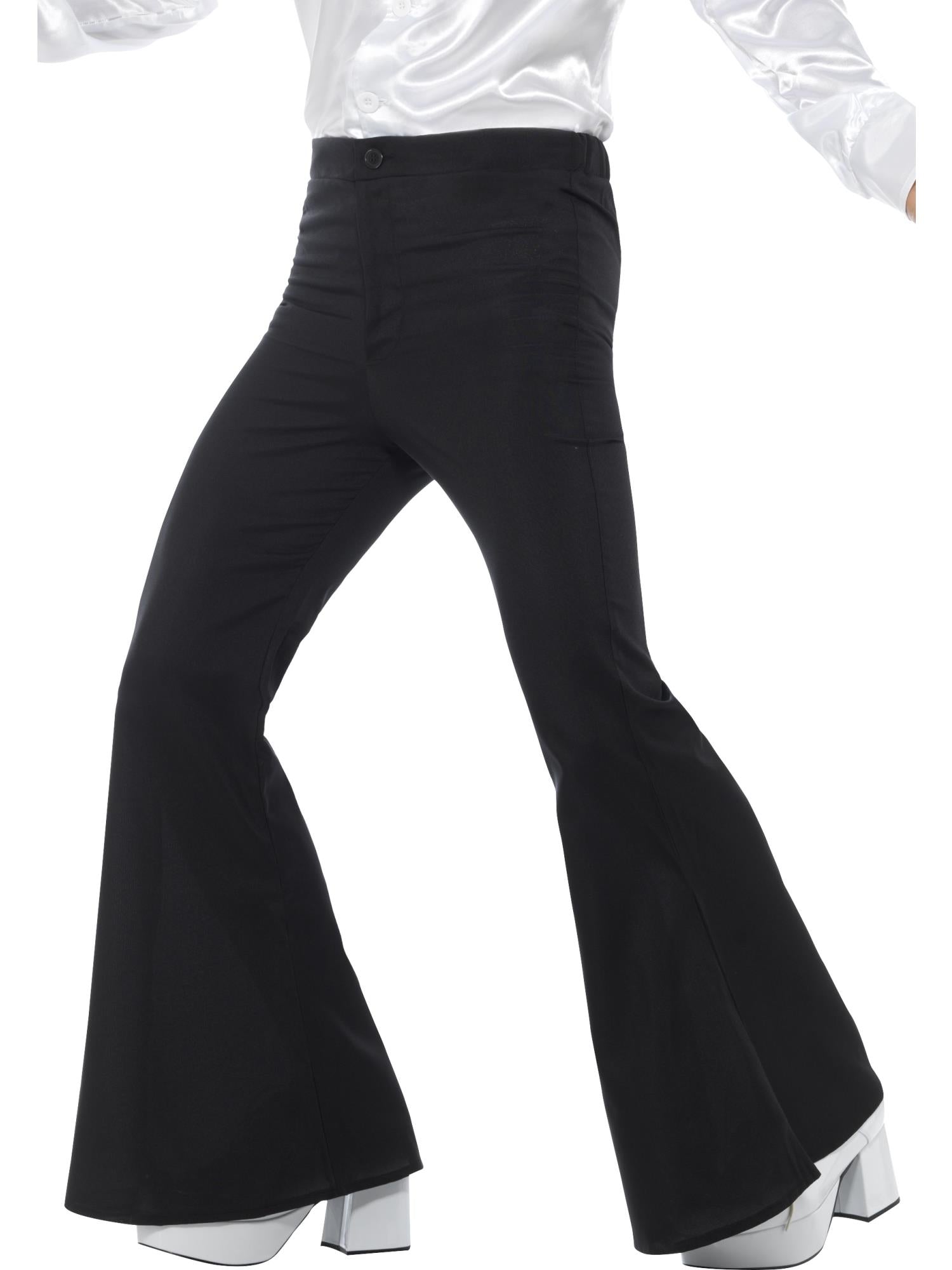 Flared Trousers, Mens, Black 1