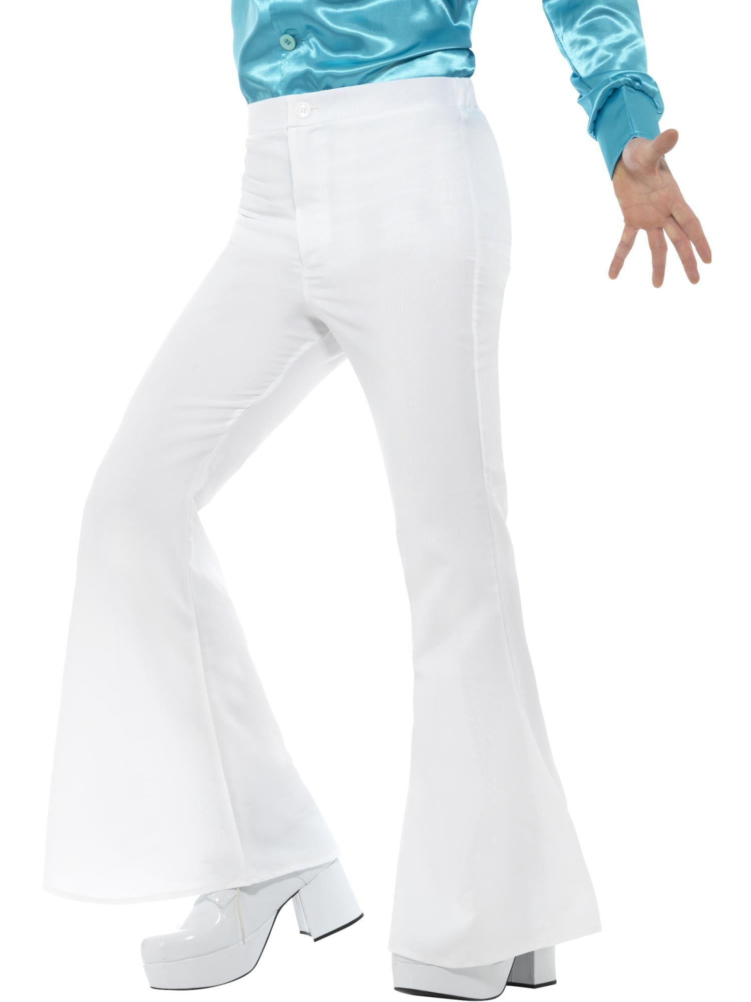 Flared Trousers, Mens, White 1