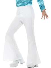 Flared Trousers, Mens, White 1
