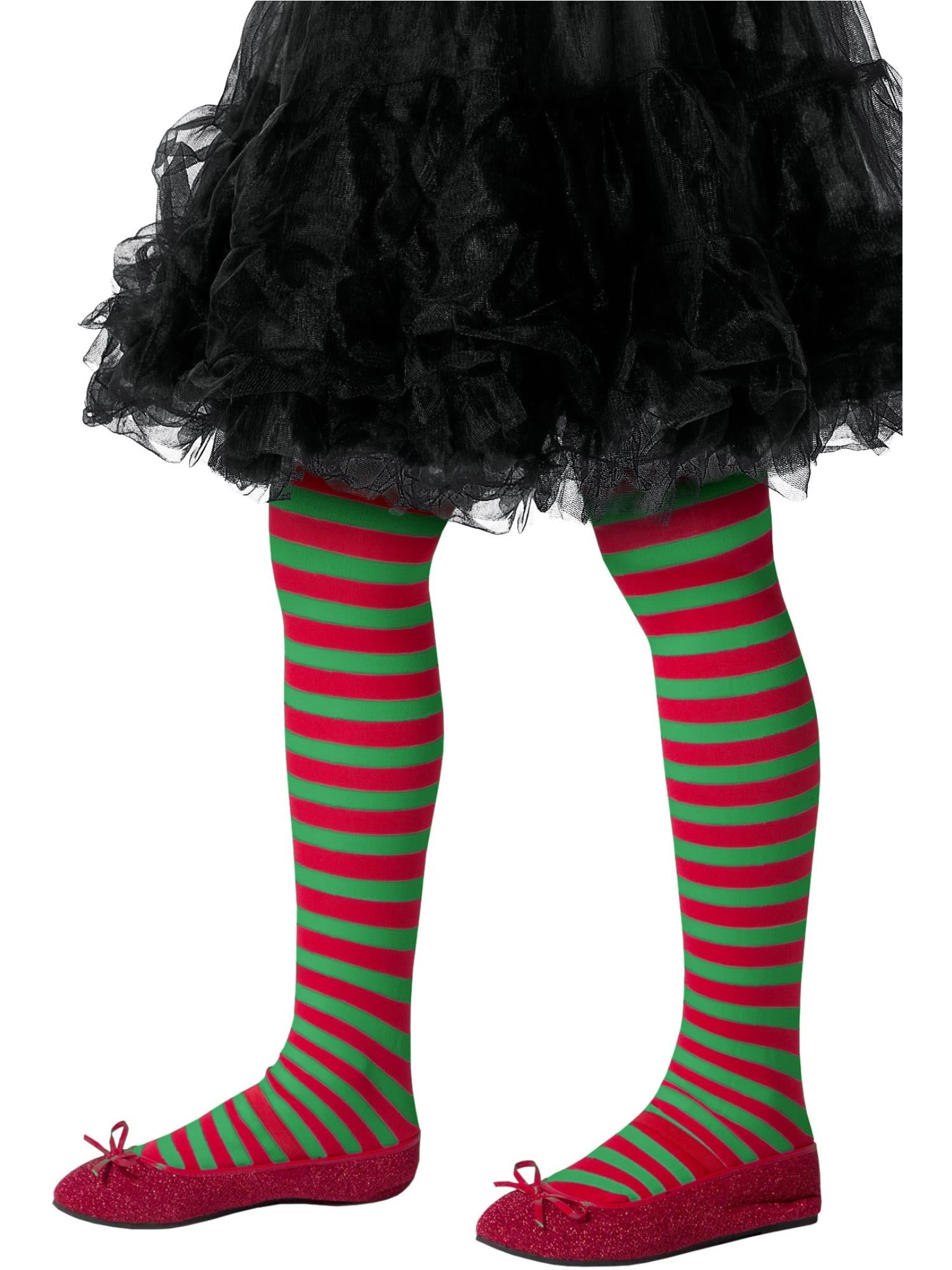 Striped Tights, Childs, Red & Green 1