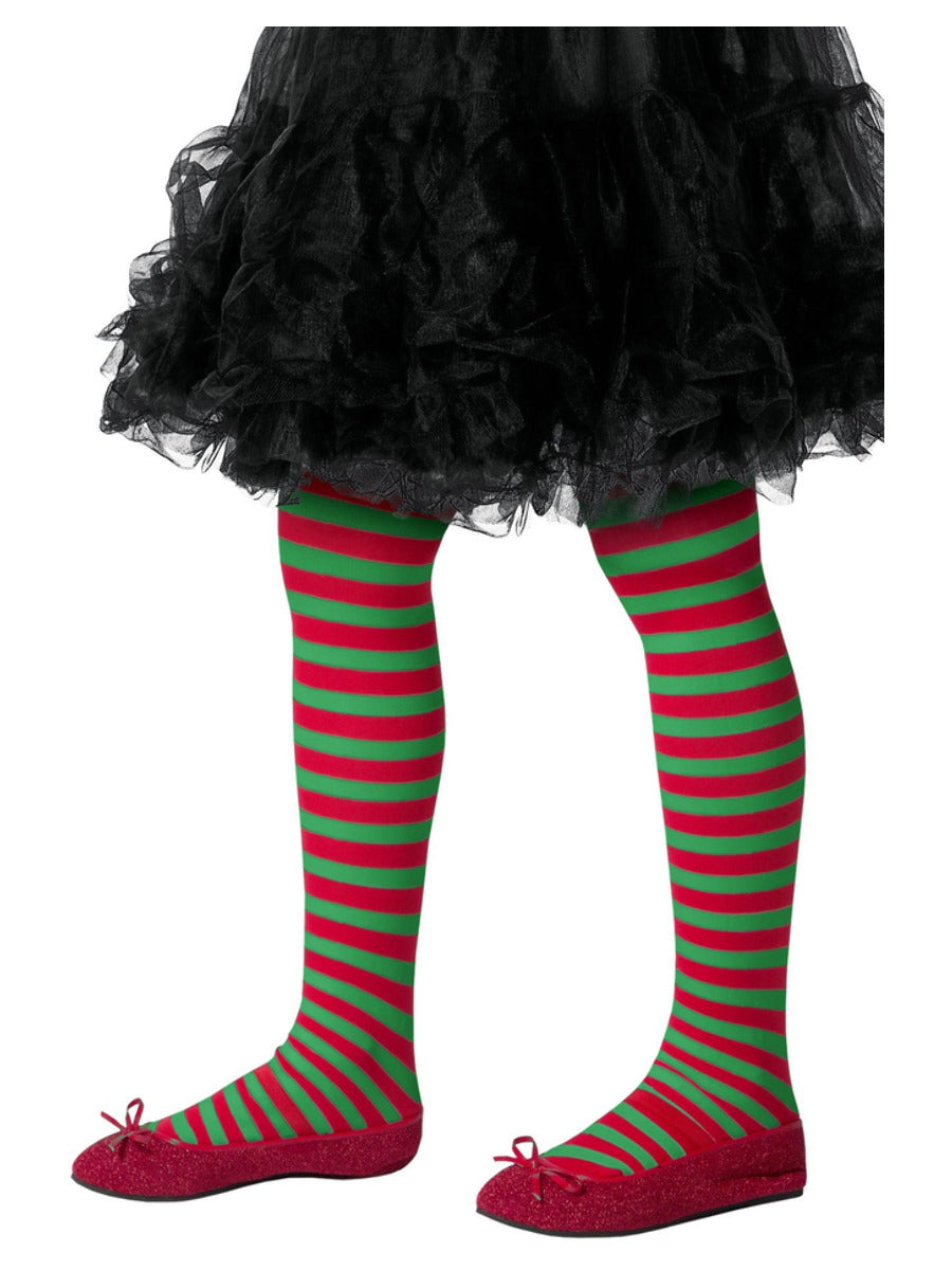 Striped Tights, Childs, Red & Green - 1
