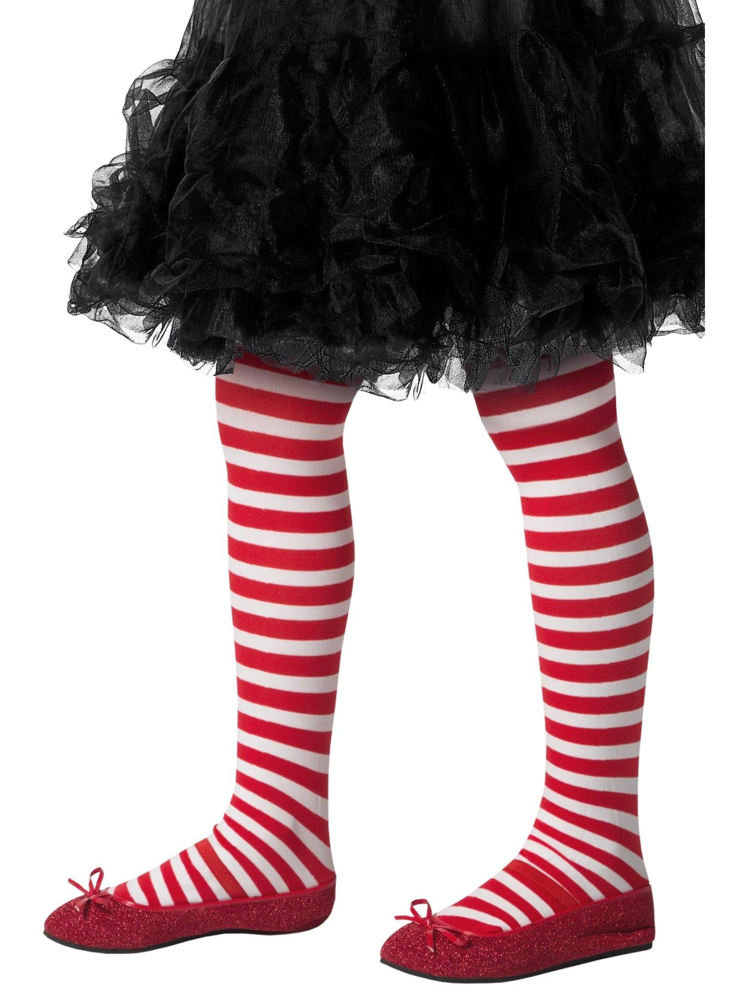 Striped Tights, Childs, Red & White 1