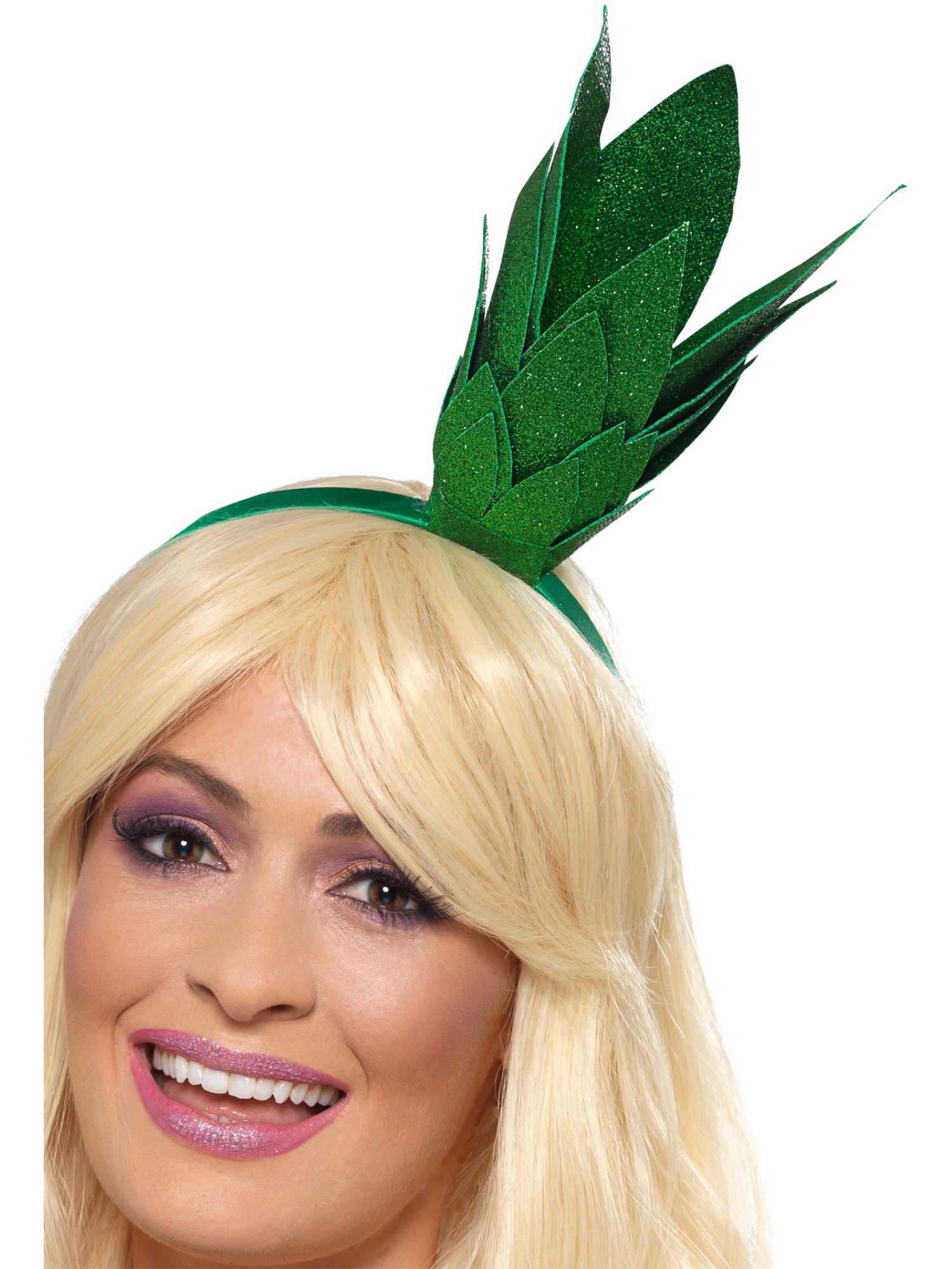 Pineapple Stalk Glitter Headband, Green 1