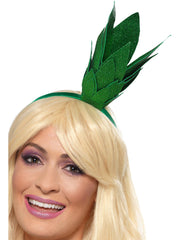 Pineapple Stalk Glitter Headband, Green 1