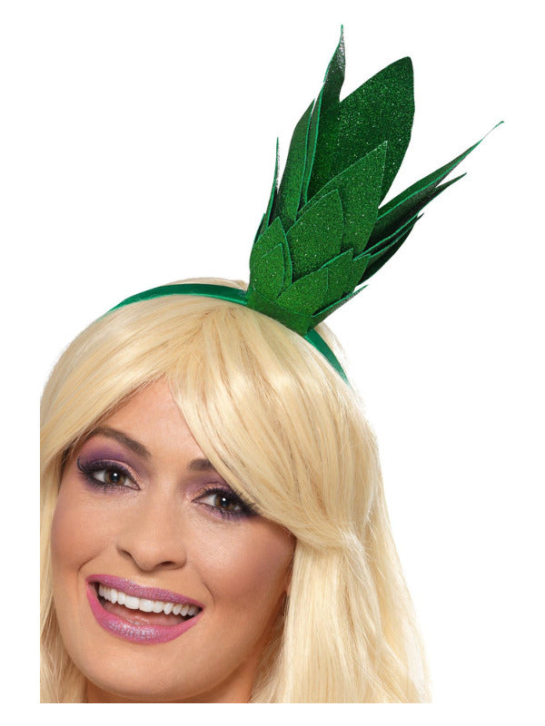 Pineapple Stalk Glitter Headband, Green - 2