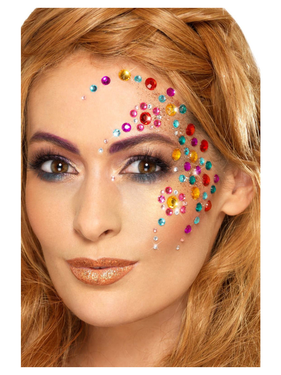 Smiffys Make-Up FX, Rainbow Jewel Face Gems, Multi - 1