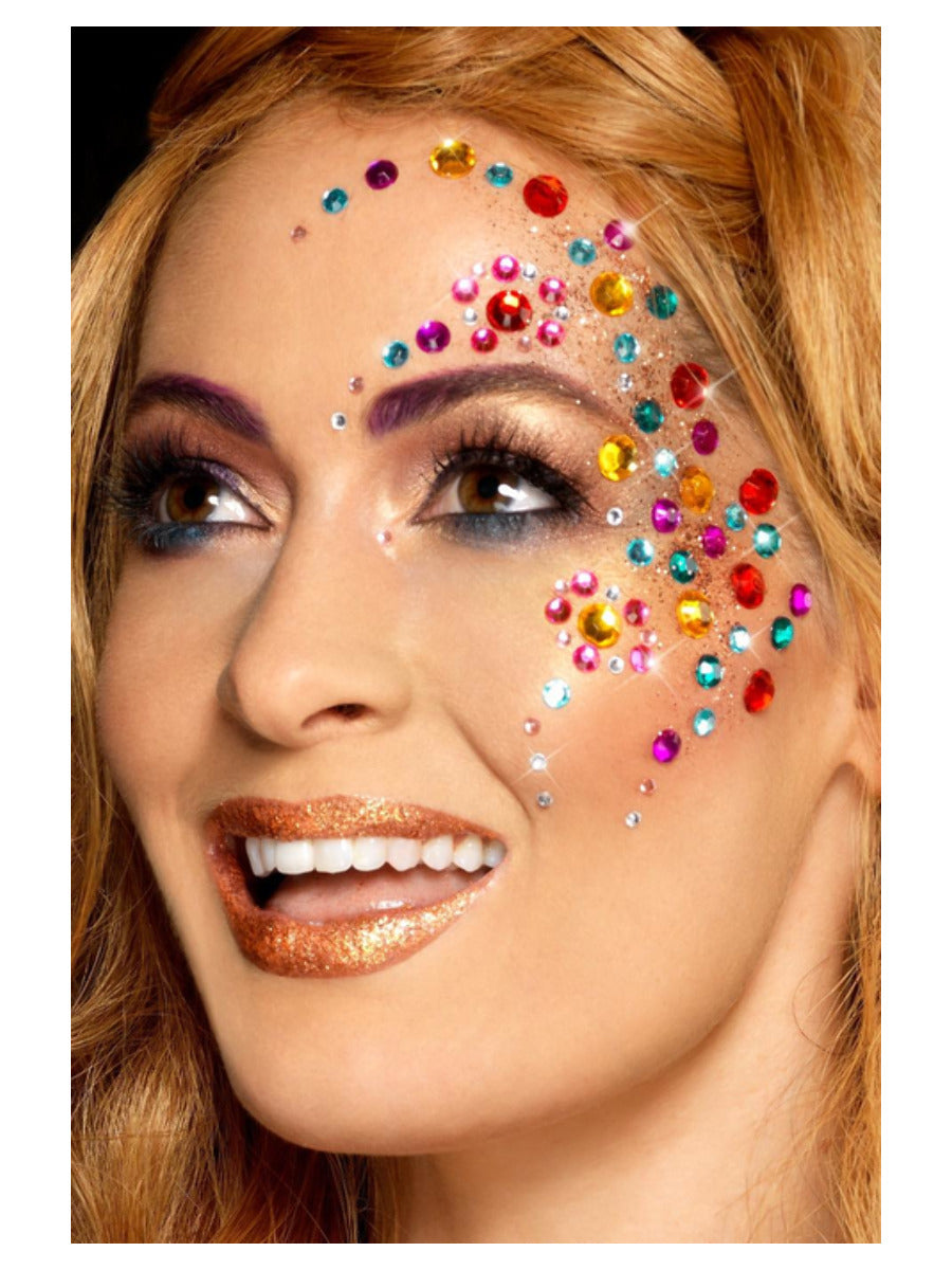Smiffys Make-Up FX, Rainbow Jewel Face Gems, Multi - 4