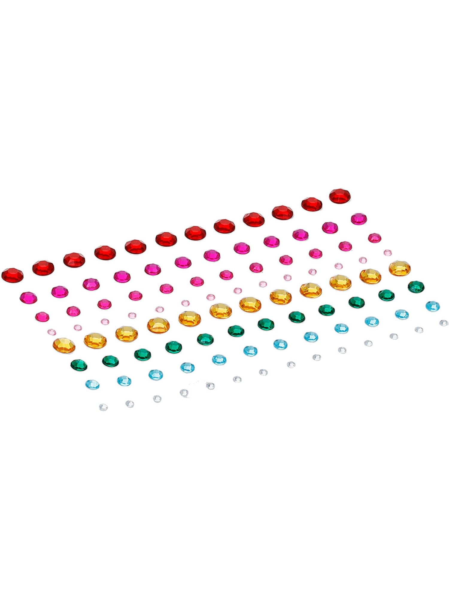 Smiffys Make-Up FX, Rainbow Jewel Face Gems, Multi 3