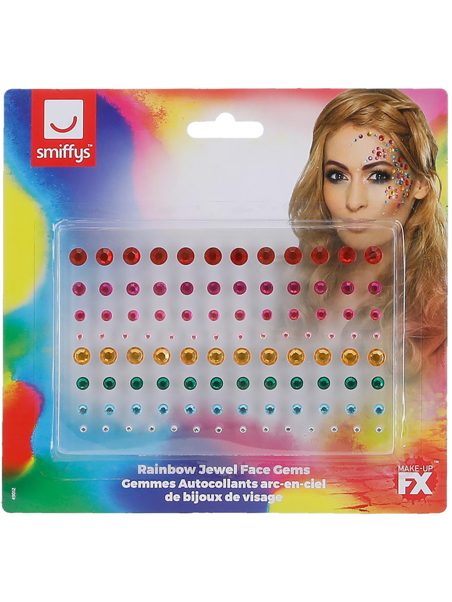 Smiffys Make-Up FX, Rainbow Jewel Face Gems, Multi 2