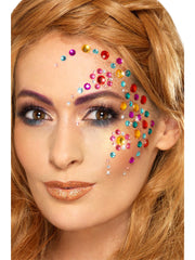 Smiffys Make-Up FX, Rainbow Jewel Face Gems, Multi 1