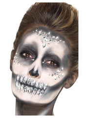 Smiffys Make-Up FX, Jewel Face Gems, Silver - 1