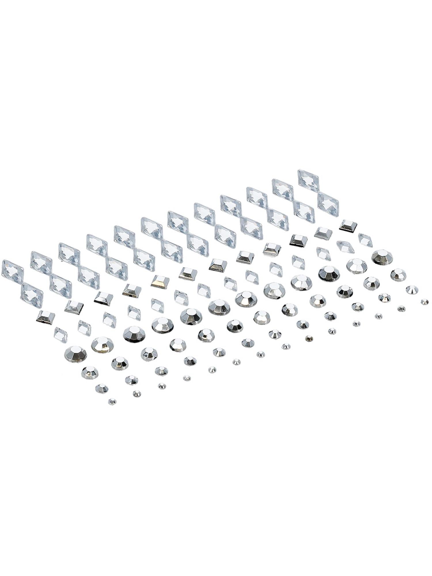 Smiffys Make-Up FX, Jewel Face Gems, Silver 3